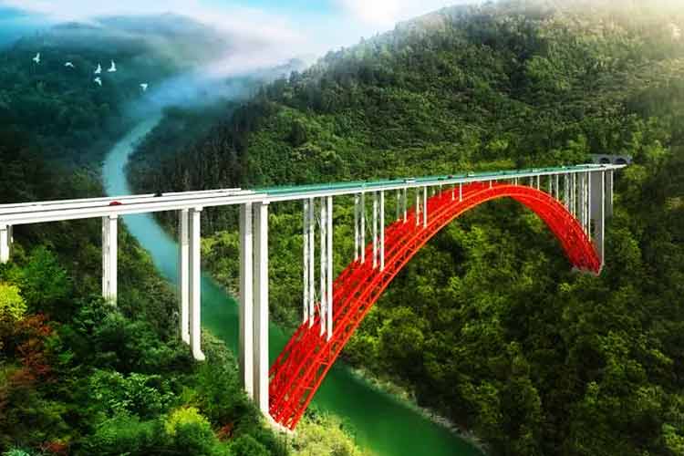 安盘高速公路古牛河特大桥效果图